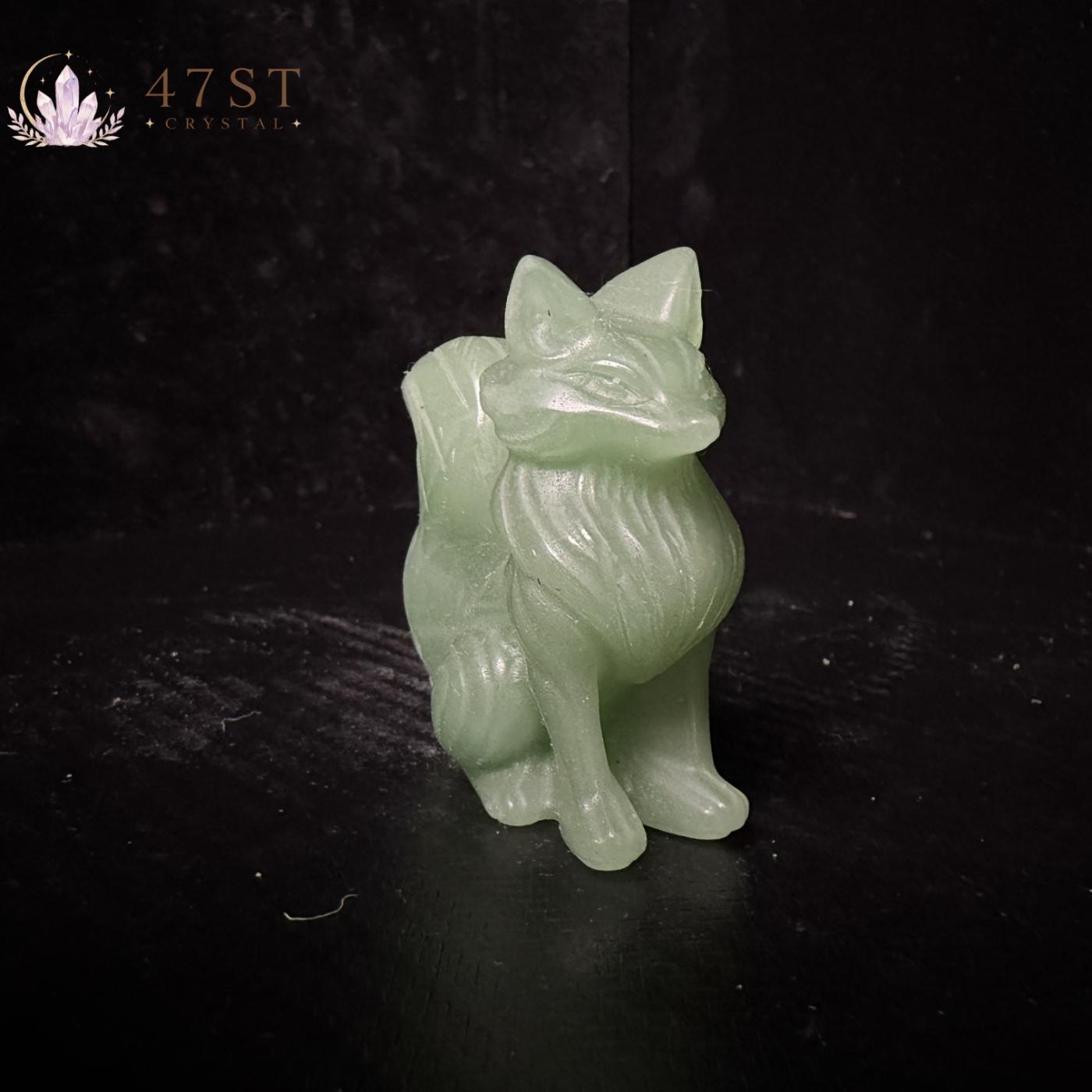 Green Aventurine Fox Carving