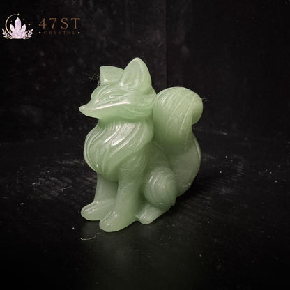 Green Aventurine Fox Carving