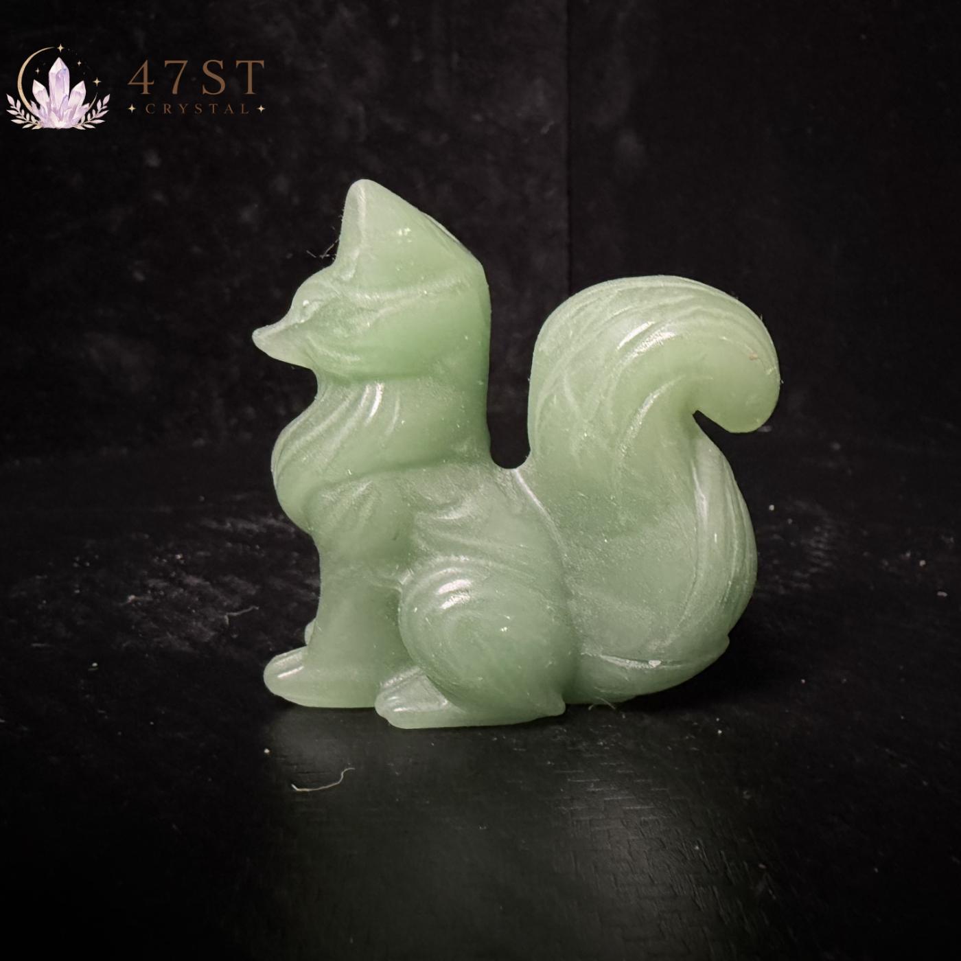 Green Aventurine Fox Carving