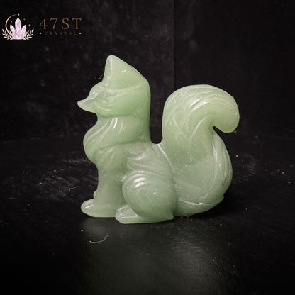 Green Aventurine Fox Carving