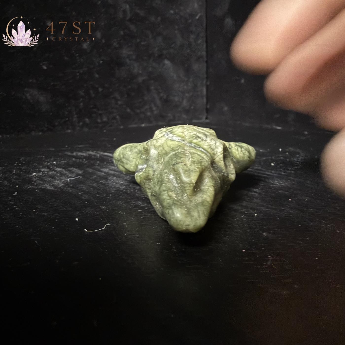 Serpentine Bull Head Carving