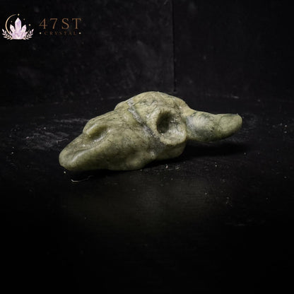 Serpentine Bull Head Carving