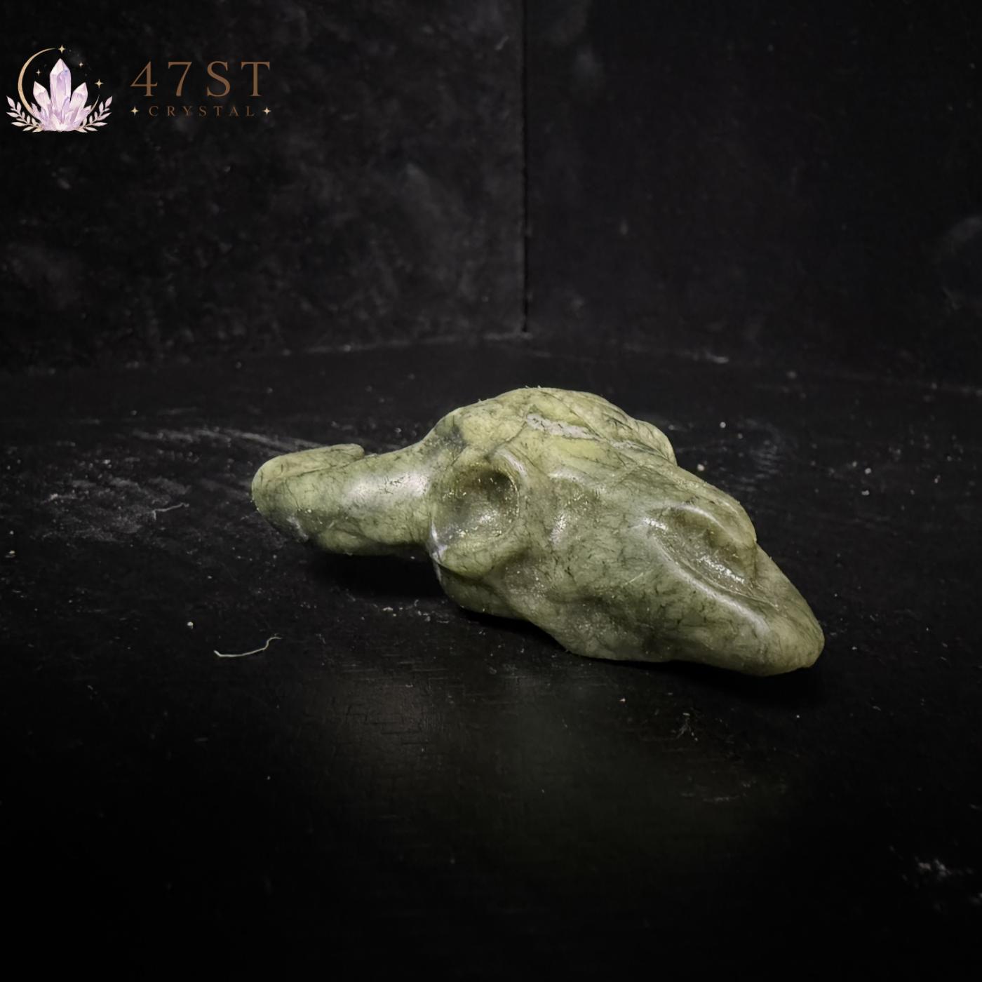 Serpentine Bull Head Carving