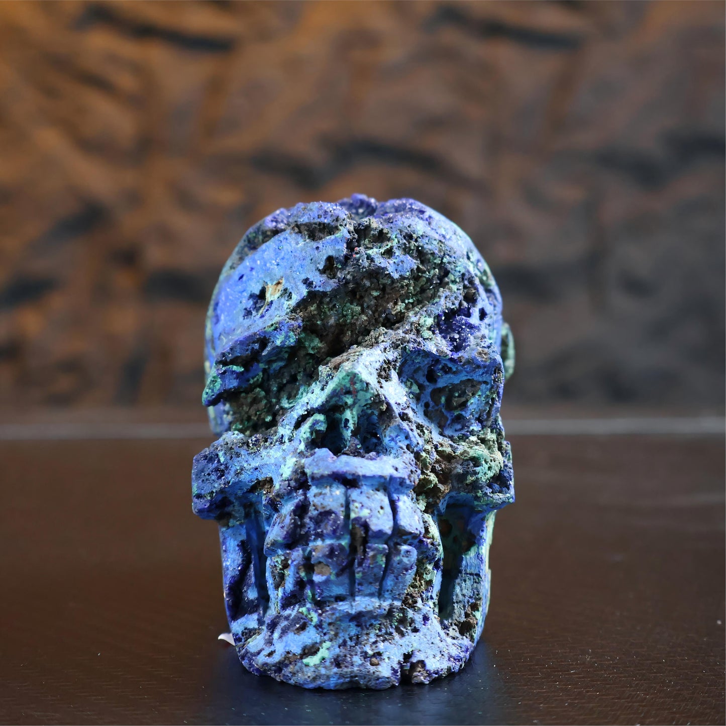 Azurite Skull Carving