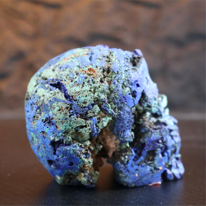 Azurite Skull Carving