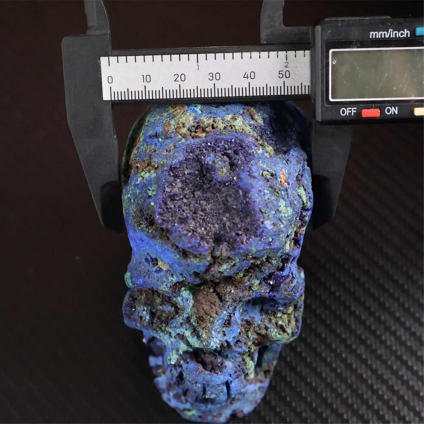 Azurite Skull Carving