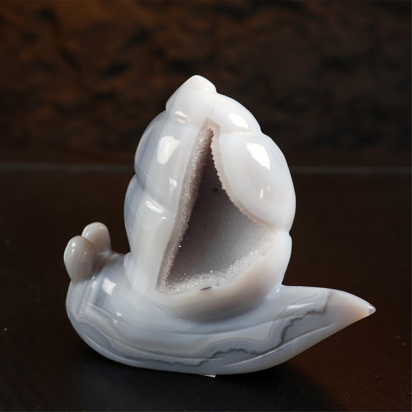 Druzy Agate Snail Carving