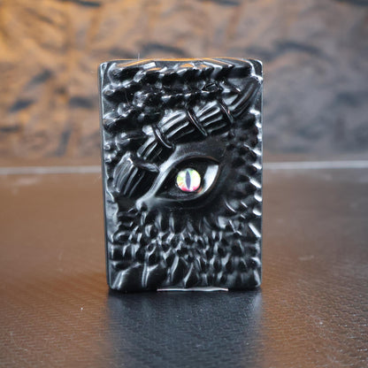 Obsidian Dragon Eye Book Carving