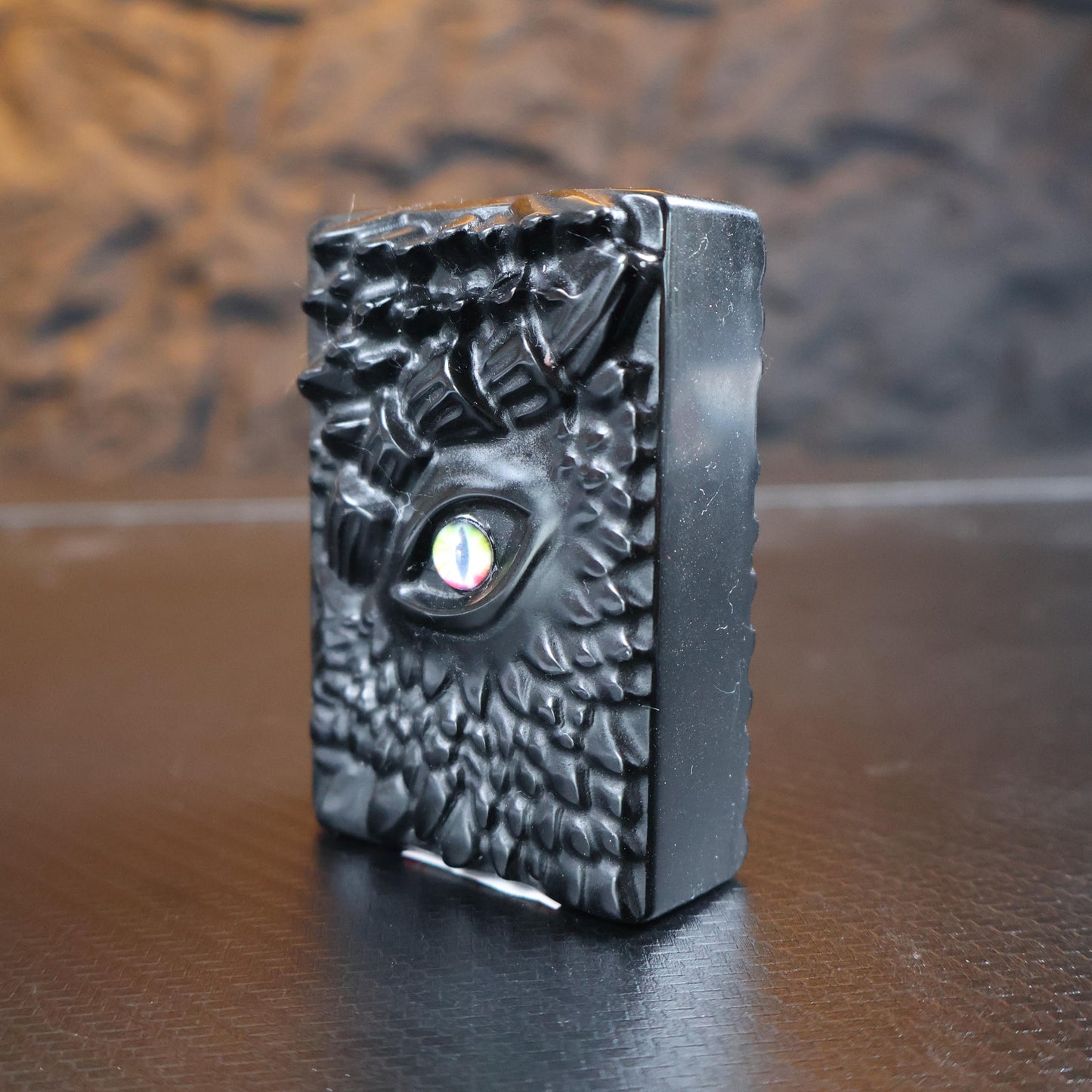 Obsidian Dragon Eye Book Carving