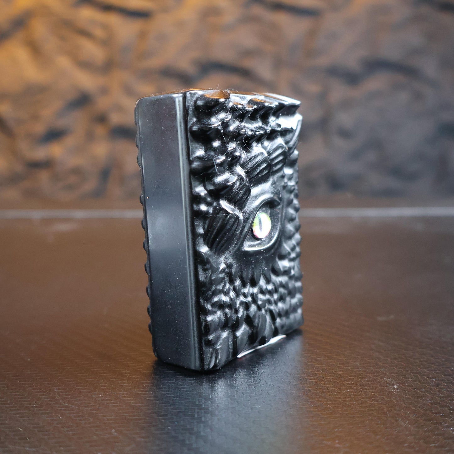 Obsidian Dragon Eye Book Carving