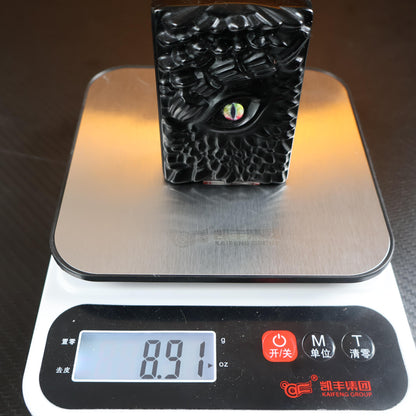 Obsidian Dragon Eye Book Carving