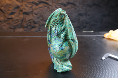 Azurite Dragon Crystal Carving