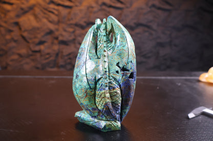 Azurite Dragon Crystal Carving