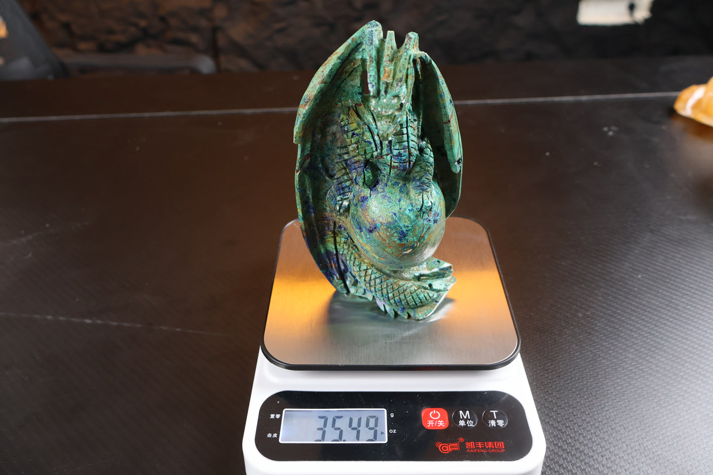 Azurite Dragon Crystal Carving