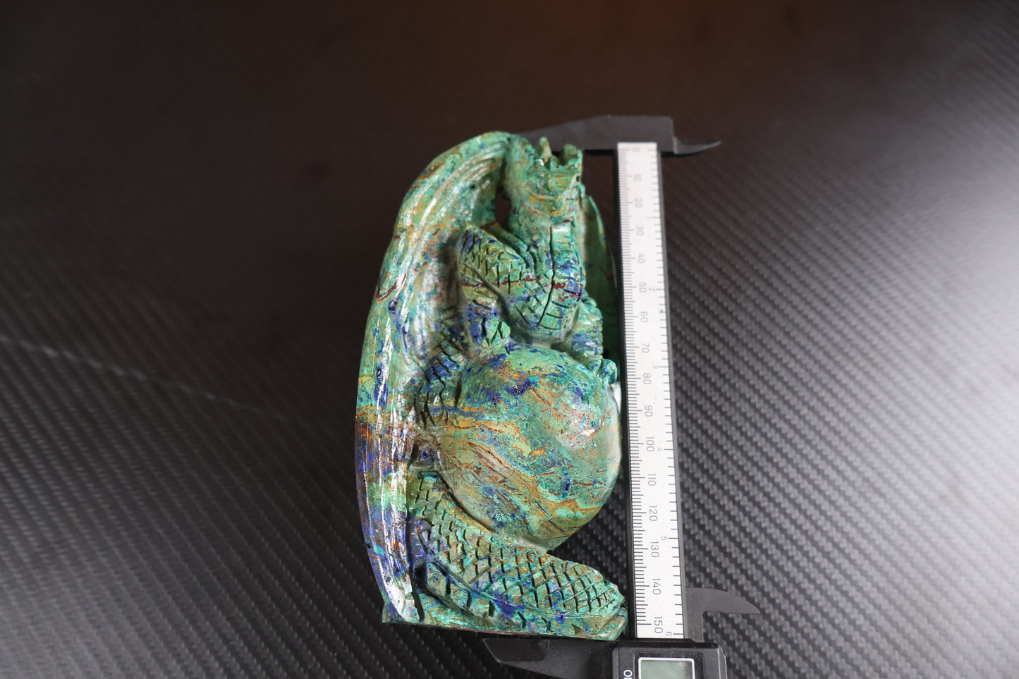 Azurite Dragon Crystal Carving