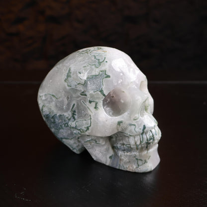 Moss Agate Skull Crystal Carving