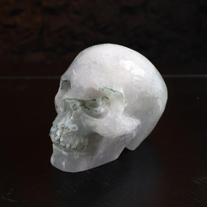 Moss Agate Skull Crystal Carving