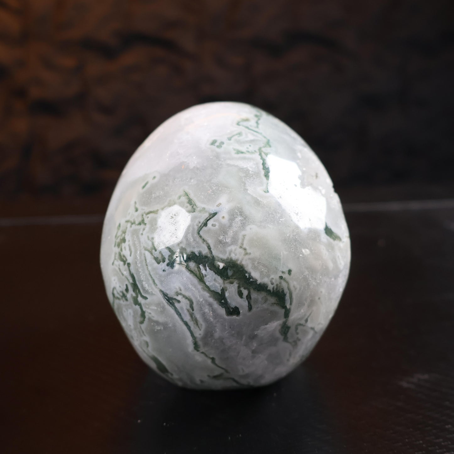 Moss Agate Skull Crystal Carving