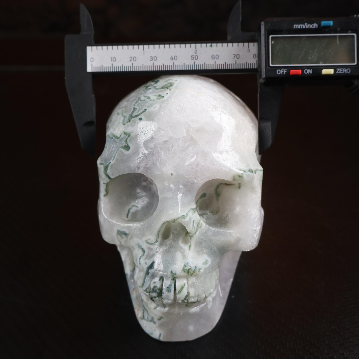 Moss Agate Skull Crystal Carving