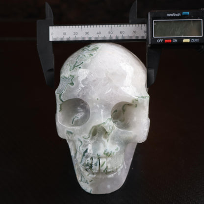 Moss Agate Skull Crystal Carving