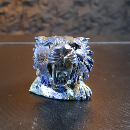 Azurite Tiger Head Mineral Carving