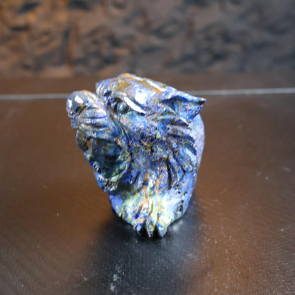Azurite Tiger Head Mineral Carving