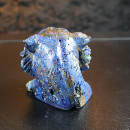 Azurite Tiger Head Mineral Carving