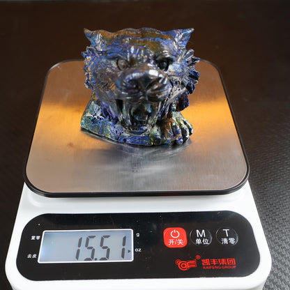 Azurite Tiger Head Mineral Carving