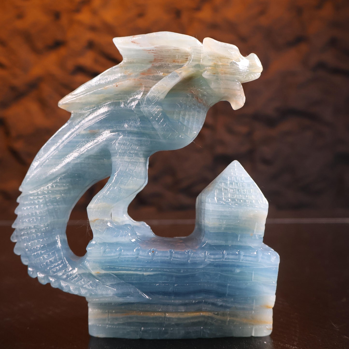 Blue Onyx Dragon Carving