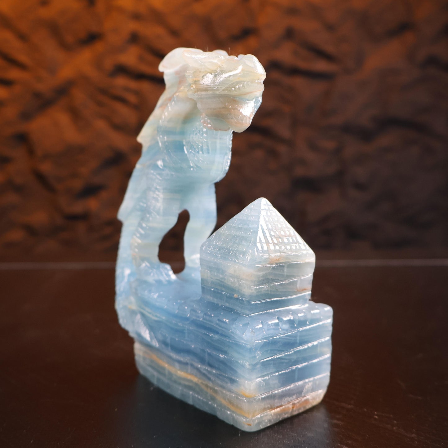 Blue Onyx Dragon Carving