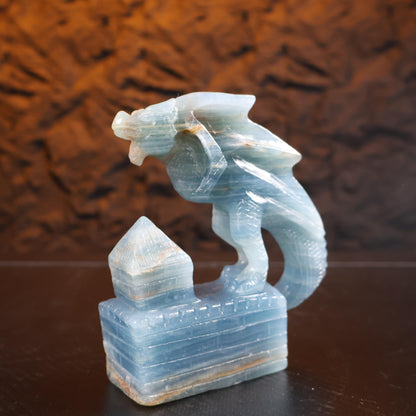 Blue Onyx Dragon Carving