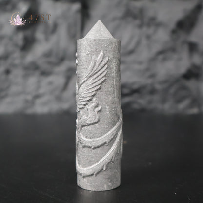 Shungite Phoenix Carved Tower