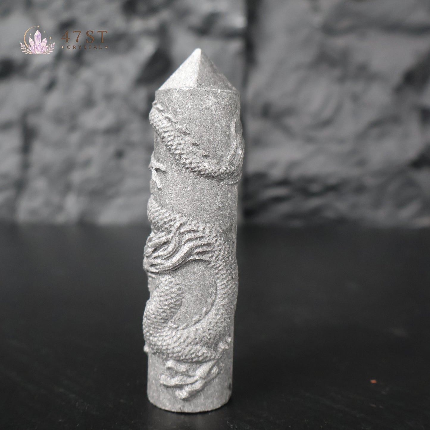 Shungite Dragon Carved Tower