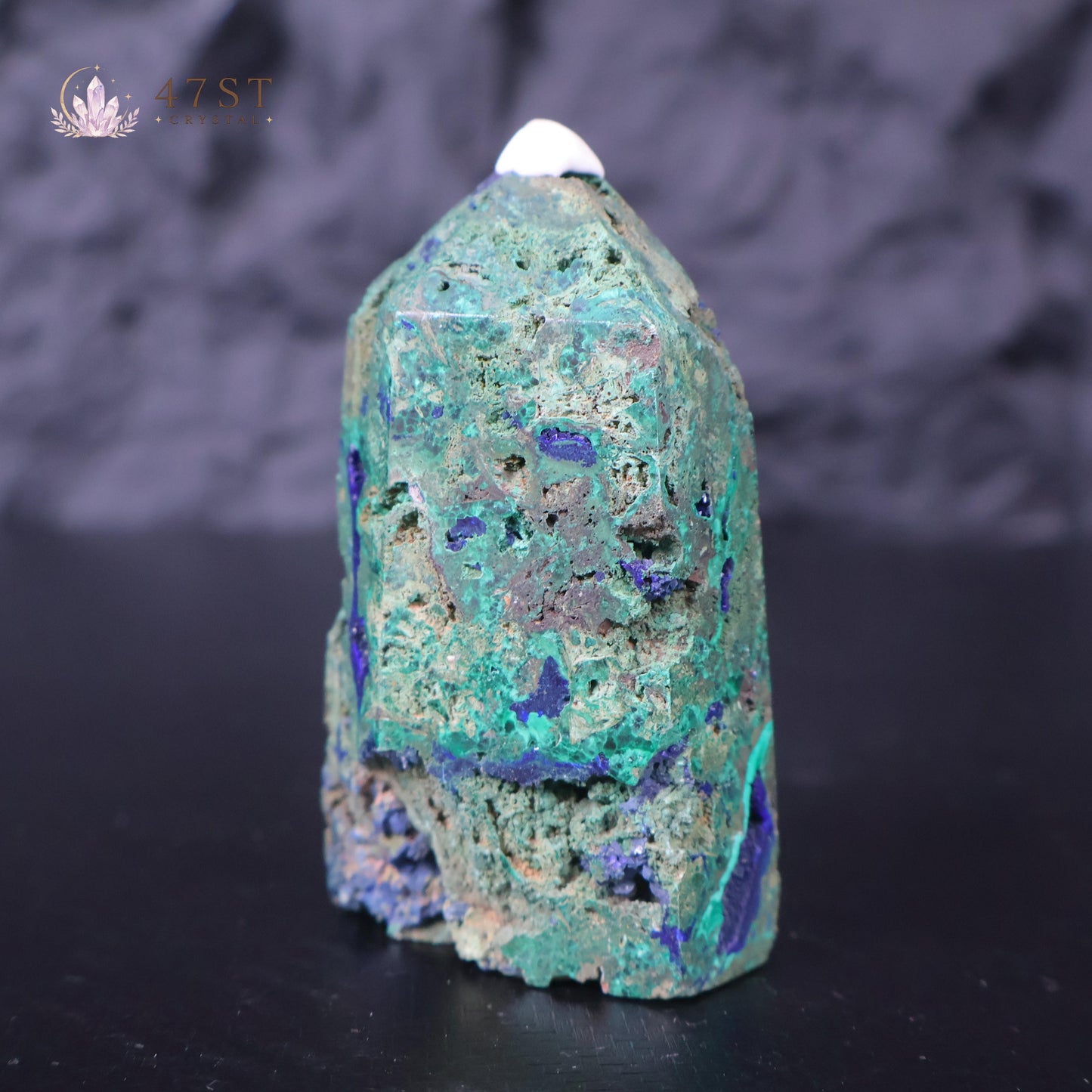 Azurite with Malachite Tower