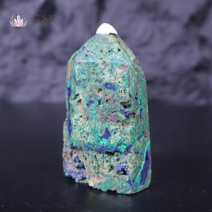 Azurite with Malachite Tower