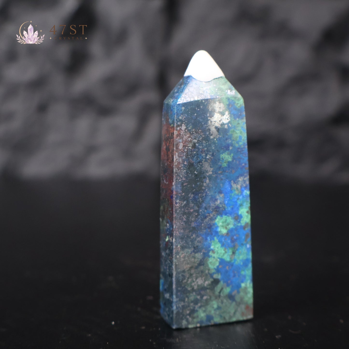 High-Quality Azurite with Malachite Tower