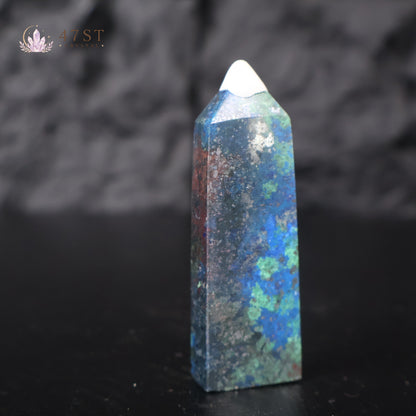 High-Quality Azurite with Malachite Tower