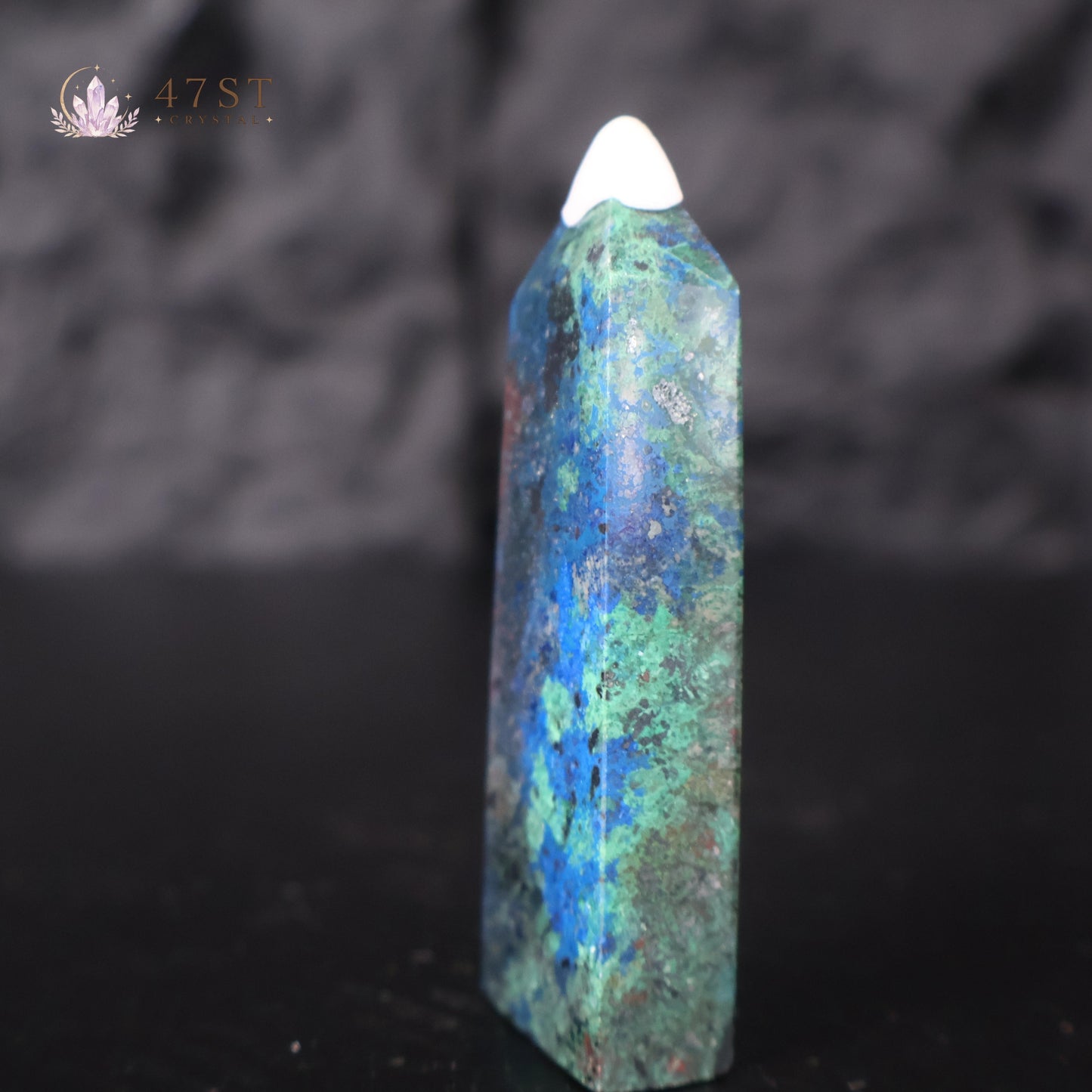 High-Quality Azurite with Malachite Tower