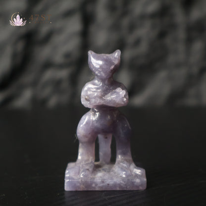 Lepidolite Bastet Carving