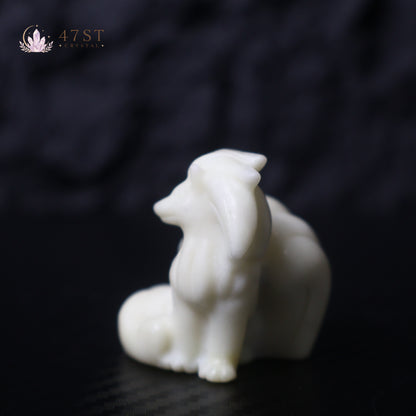 White Jade Ninetales Carving