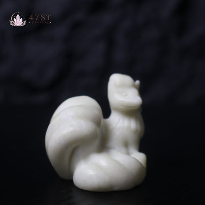 White Jade Ninetales Carving