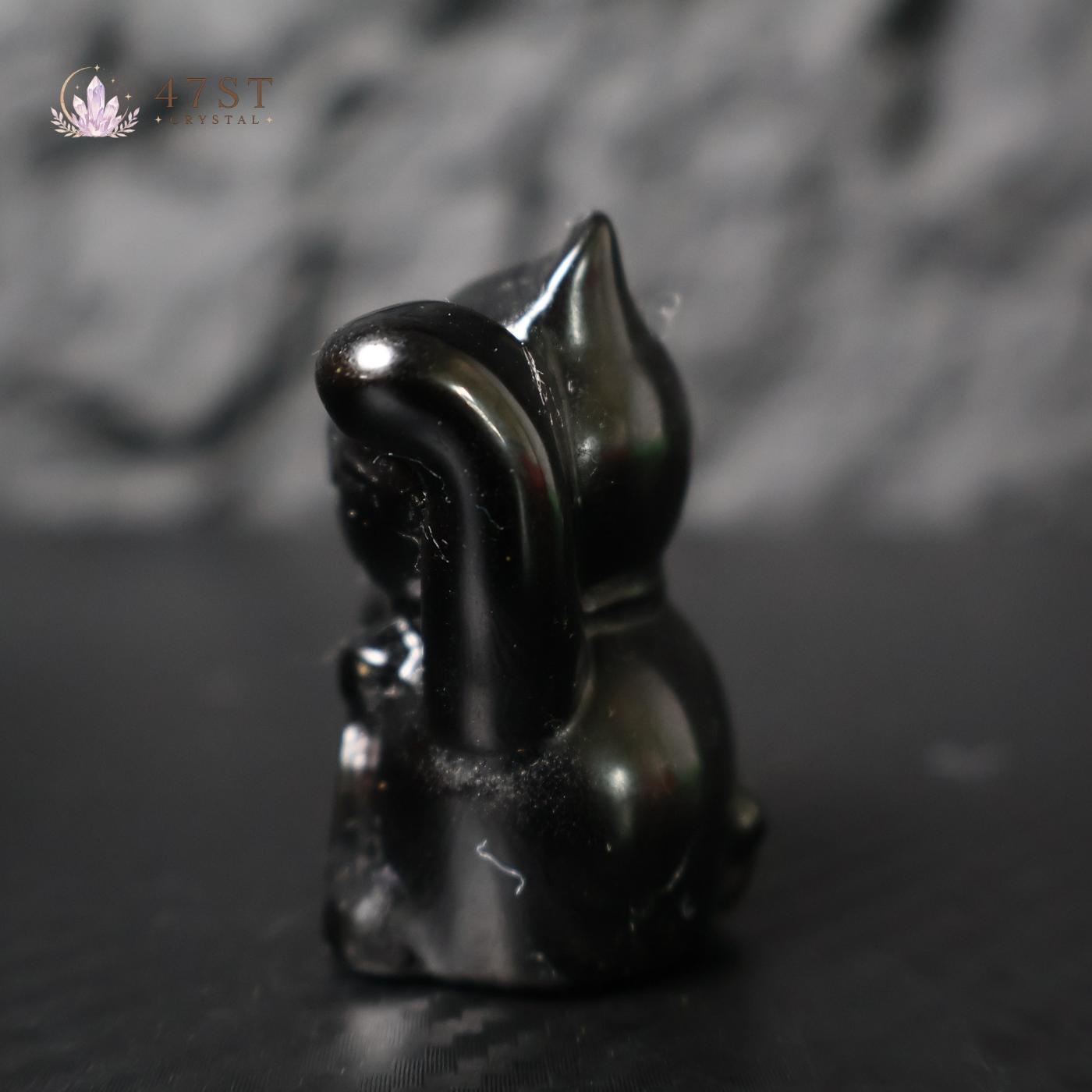 Gold Sheen Obsidian Lucky Cat