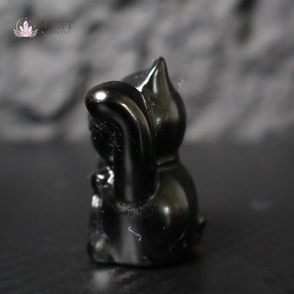 Gold Sheen Obsidian Lucky Cat