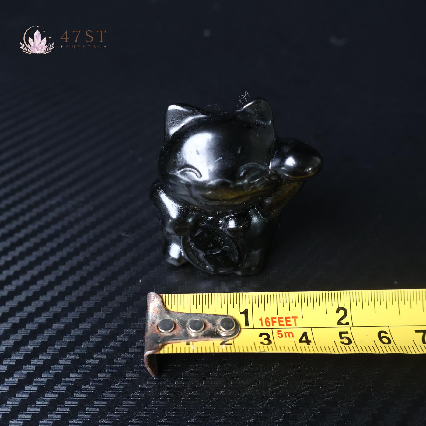 Gold Sheen Obsidian Lucky Cat