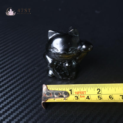 Gold Sheen Obsidian Lucky Cat