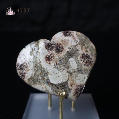 Green Flower Jasper Heart
