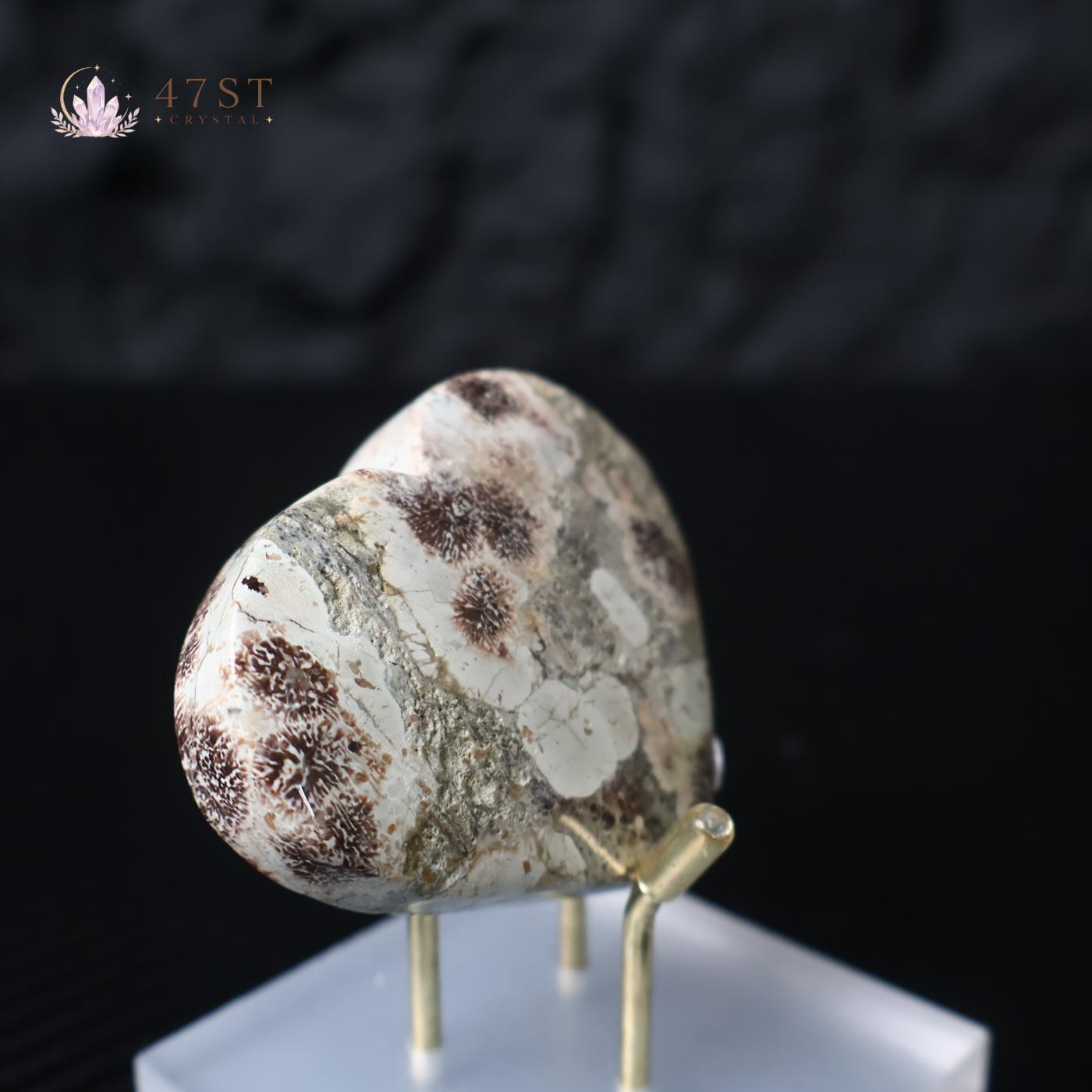 Green Flower Jasper Heart