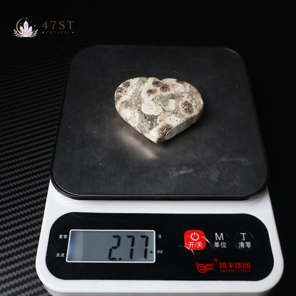 Green Flower Jasper Heart