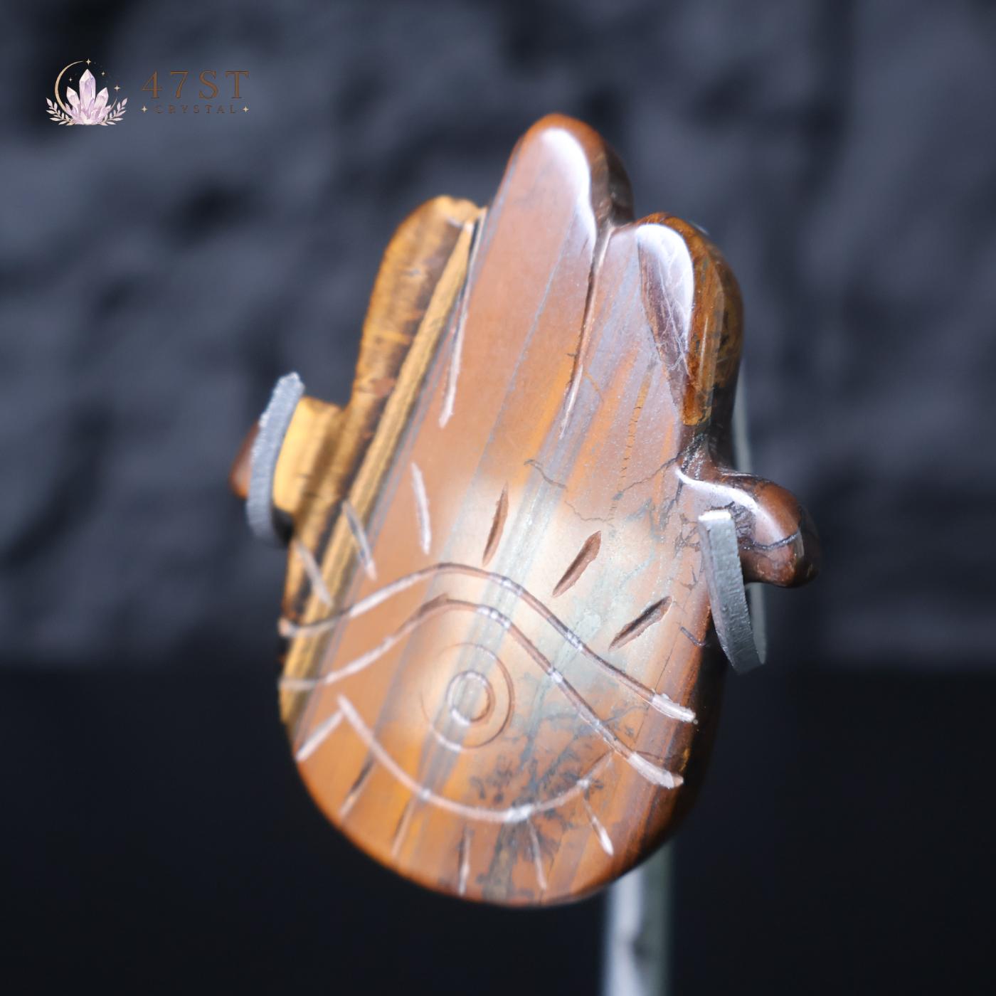 Tiger Eye Hamsa Hand