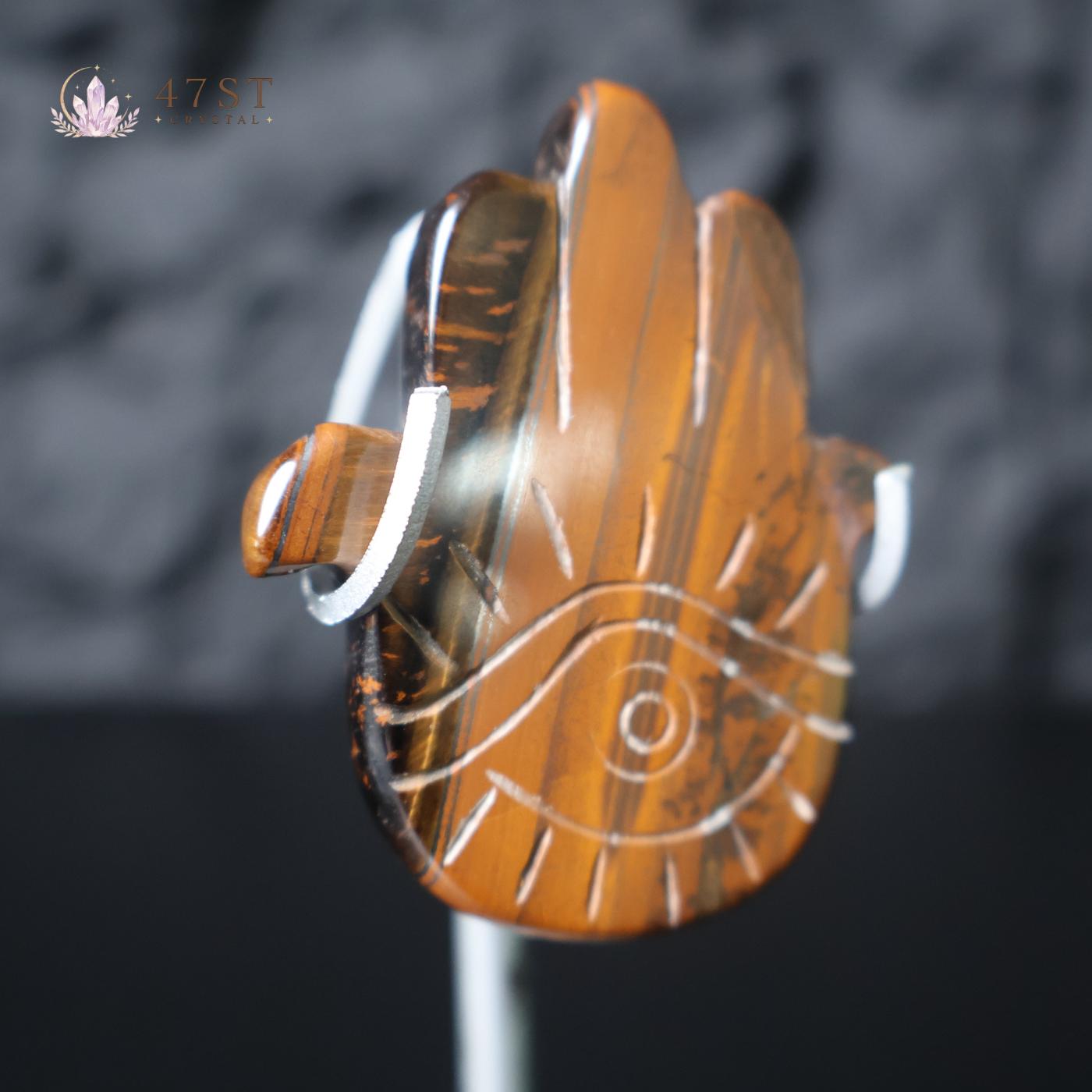 Tiger Eye Hamsa Hand